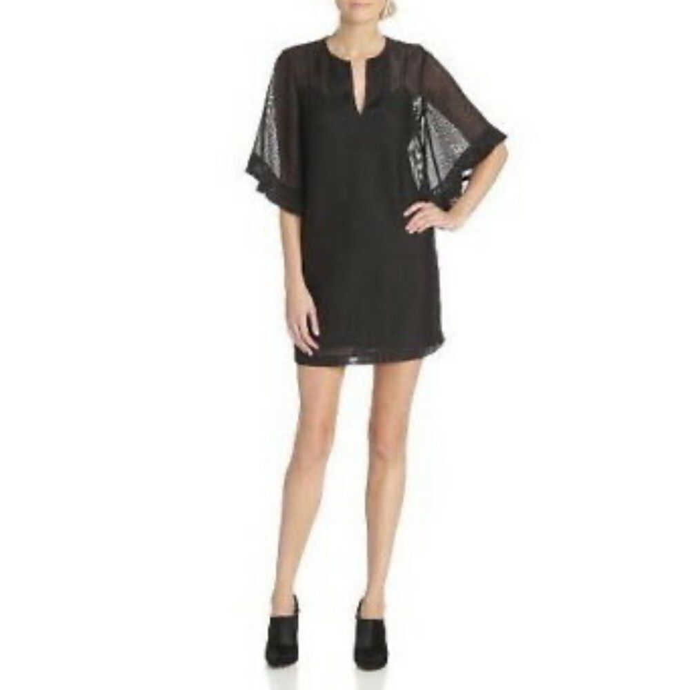 BCBGMAXAZRIA Tati Black Short Sleeve Ruffle Sleeve Mini Dress XS - Picture 9 of 10